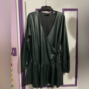 Green ASOS Design Pleather Dress (Size 4)